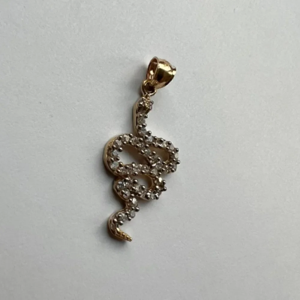 14k Real Yellow Gold Snake Charm Pendant | Streetwear Snake Pendant Snak…